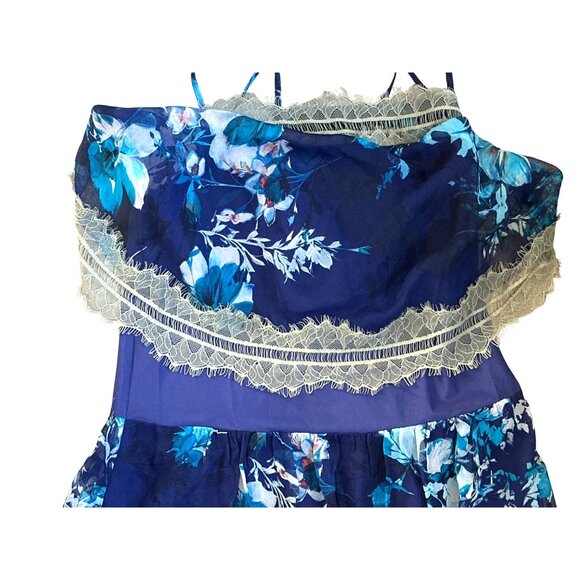 Twelfth Street by Cynthia Vincent Small Navy Floral Silk Maxi Dress Coastal Chic - Picture 16 of 16